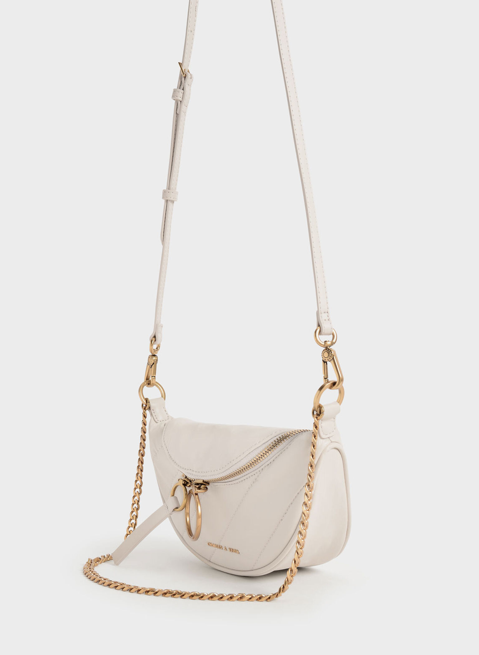 Philomena Wrinkled-Effect Half-Moon Crossbody Bag, Ivory, hi-res
