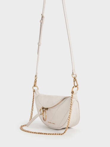 Philomena Wrinkled-Effect Half-Moon Crossbody Bag, Ivory, hi-res