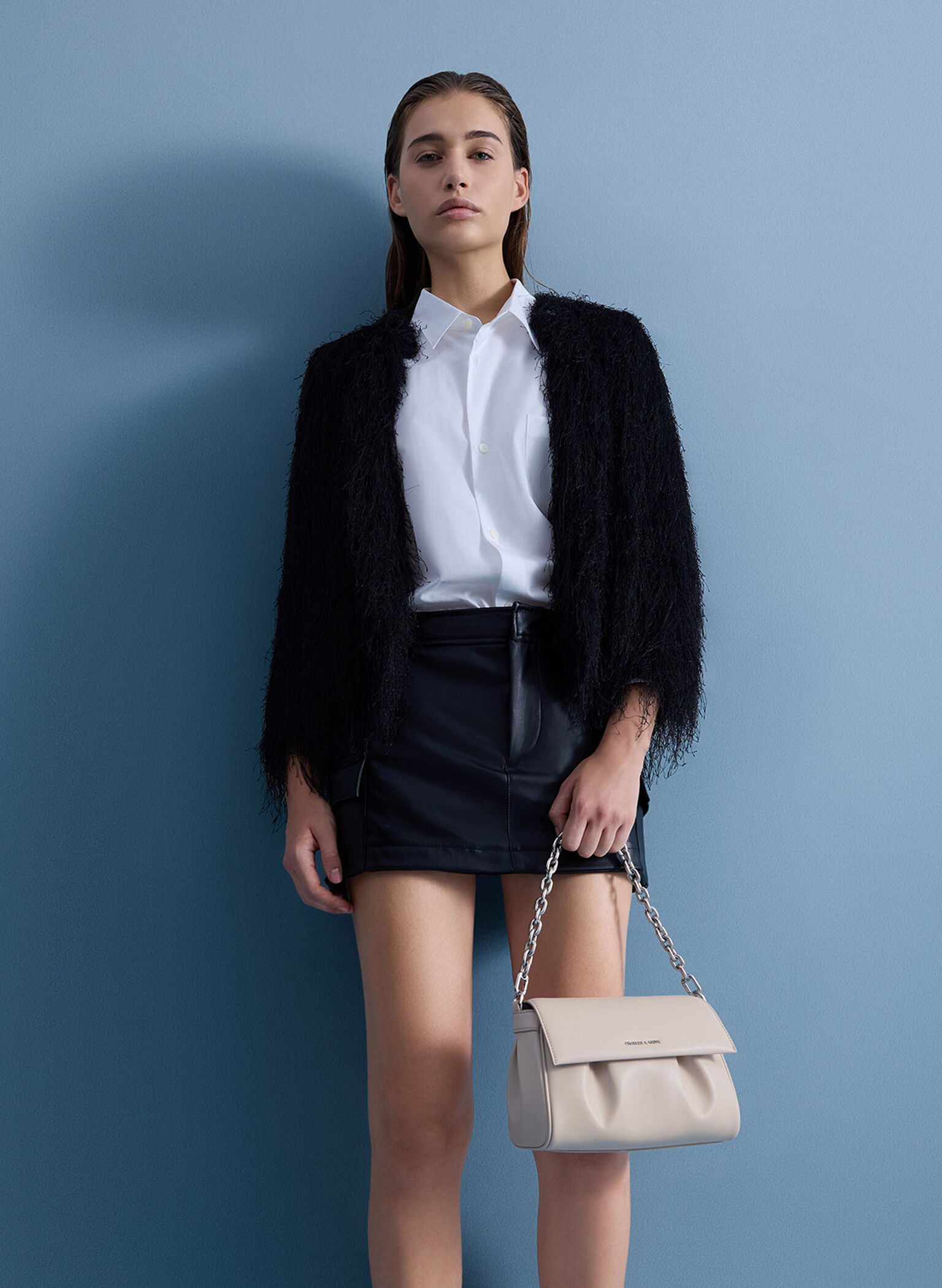 Calla Front Flap Chain-Handle Bag, Oat, hi-res