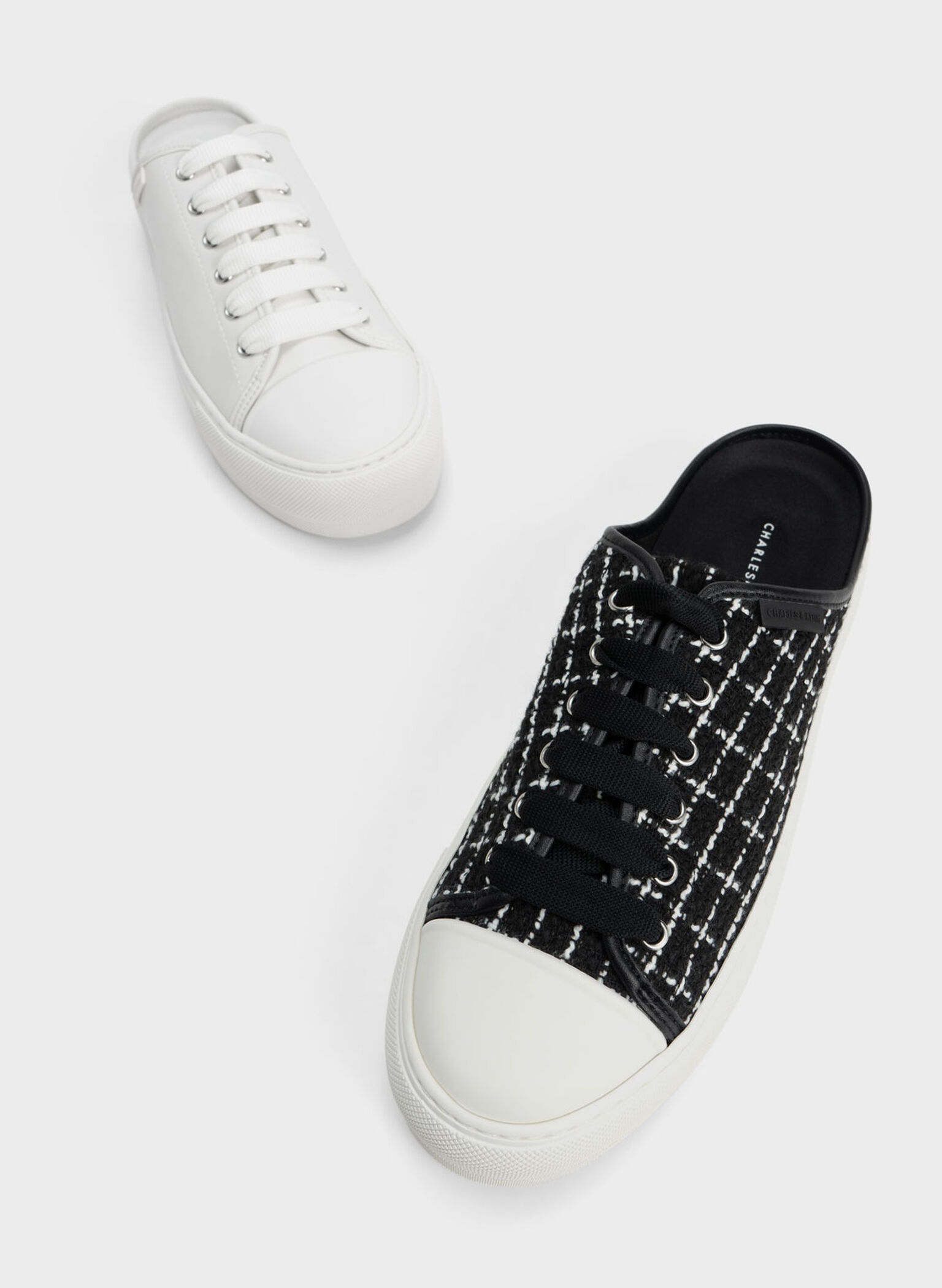 Tweed Slip-On Sneakers, Black, hi-res