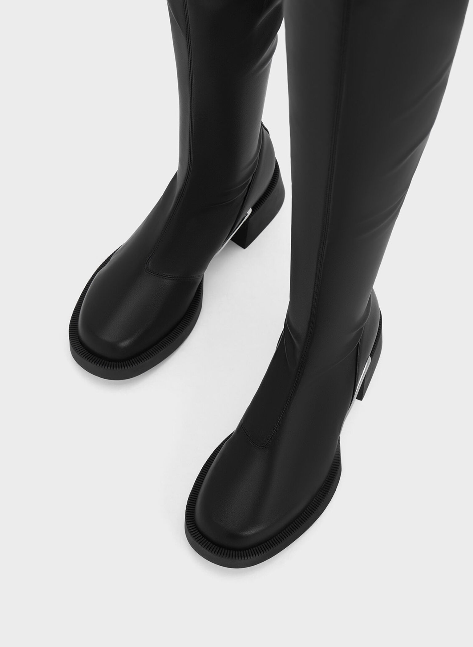 Devon Metallic-Accent Thigh-High Boots, Black, hi-res