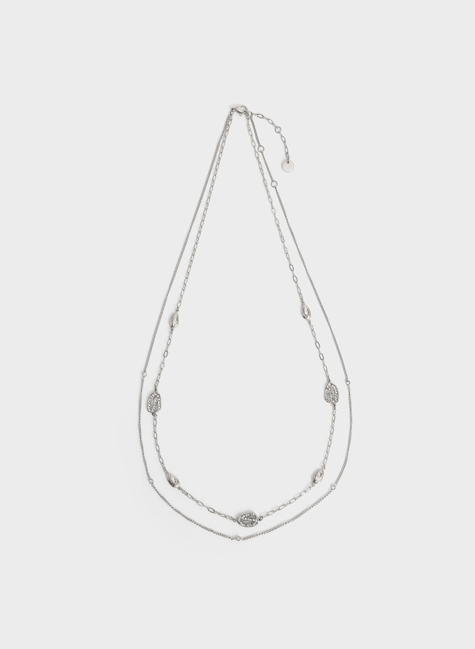 Aine Crystal Double-Chain Necklace, Silver, hi-res