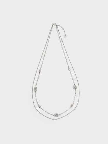 Aine Crystal Double-Chain Necklace, Silver, hi-res