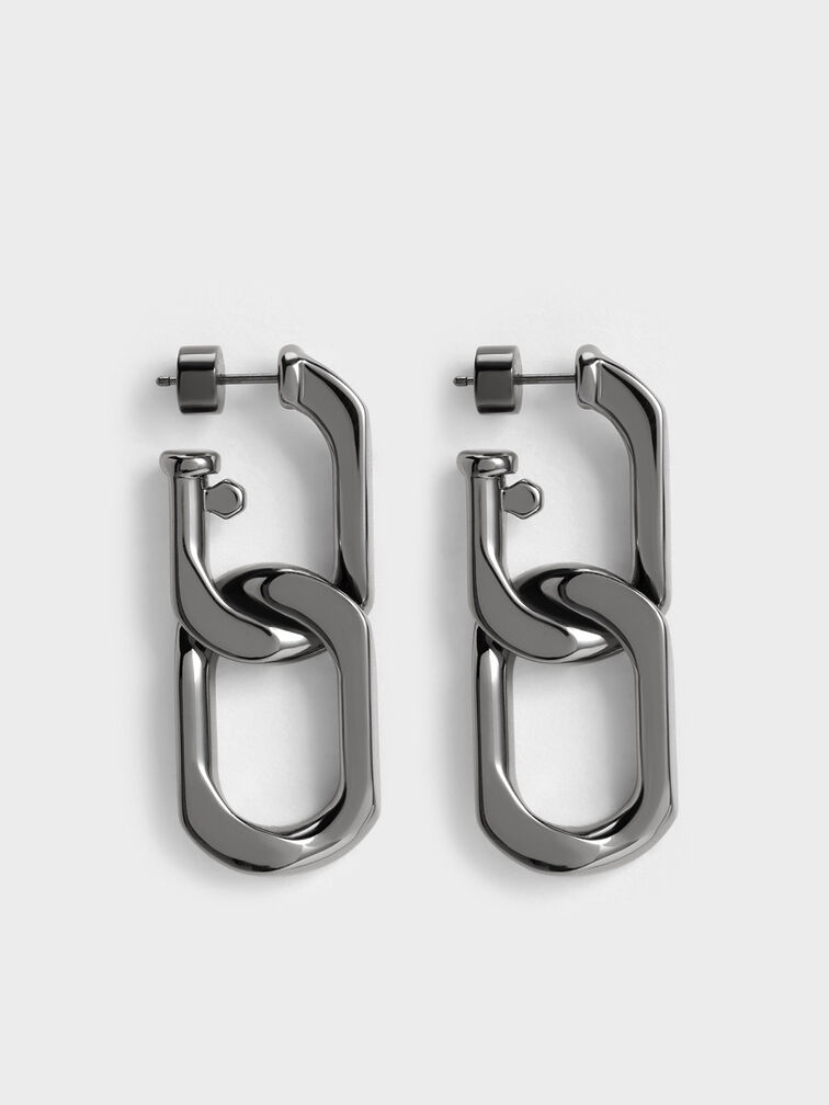 Gabine Chain-Link Drop Earrings, Black, hi-res