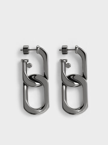 Gabine Chain-Link Drop Earrings, Black, hi-res