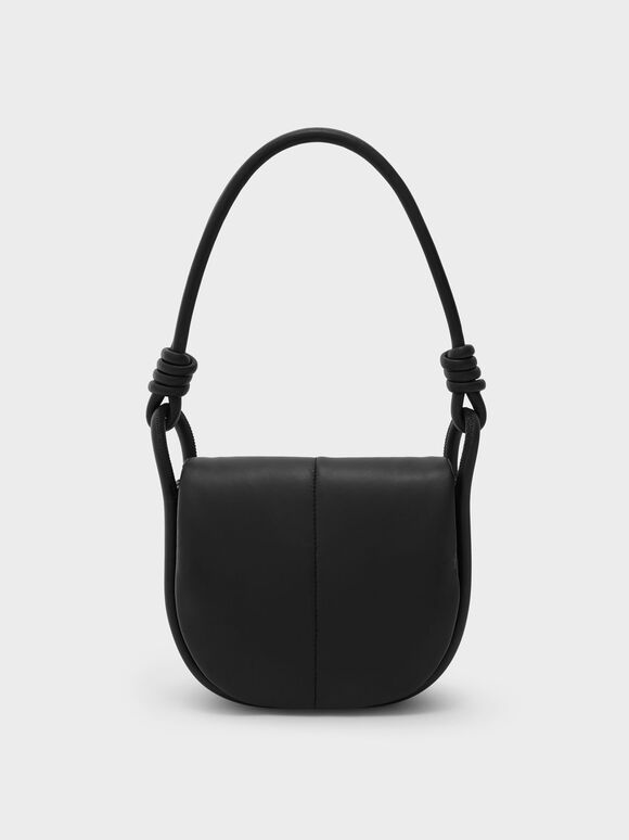 Luna Knotted Handle Shoulder Bag, Black, hi-res