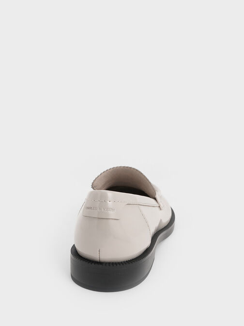 Asymmetric Penny Loafers, Grey, hi-res