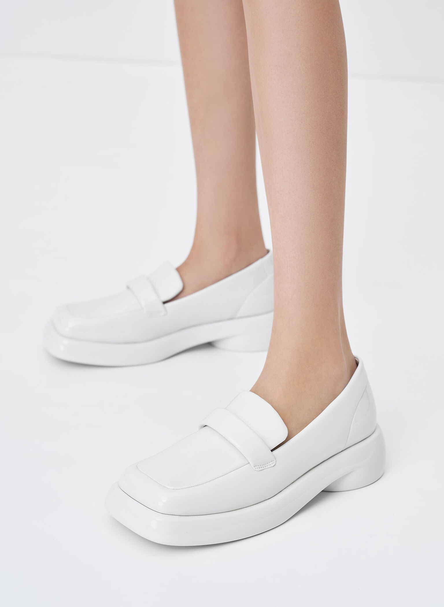 Lula Patent Penny Loafers, Light Grey, hi-res