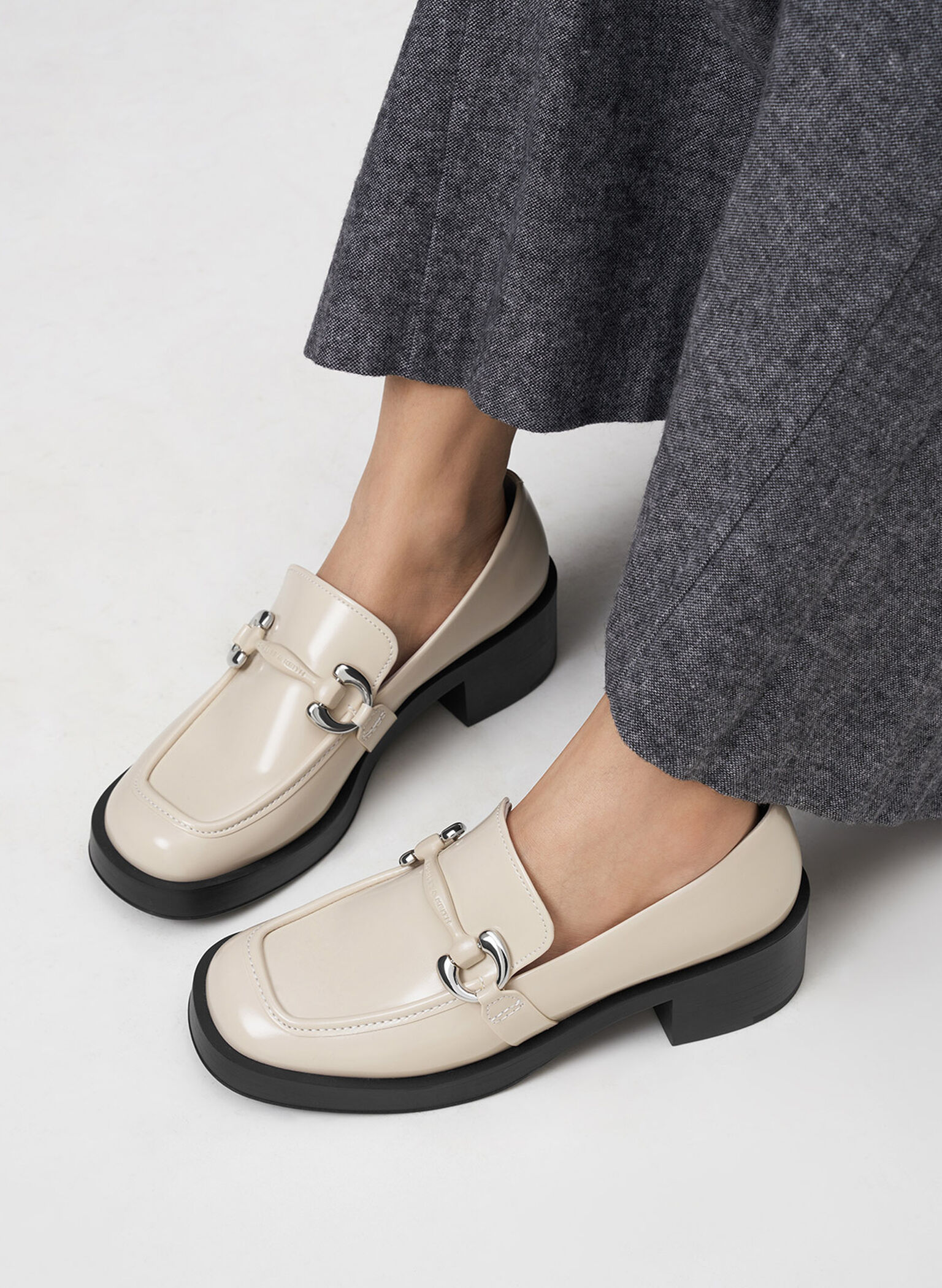 Catelaya Metallic Accent Loafer Pumps, Chalk, hi-res