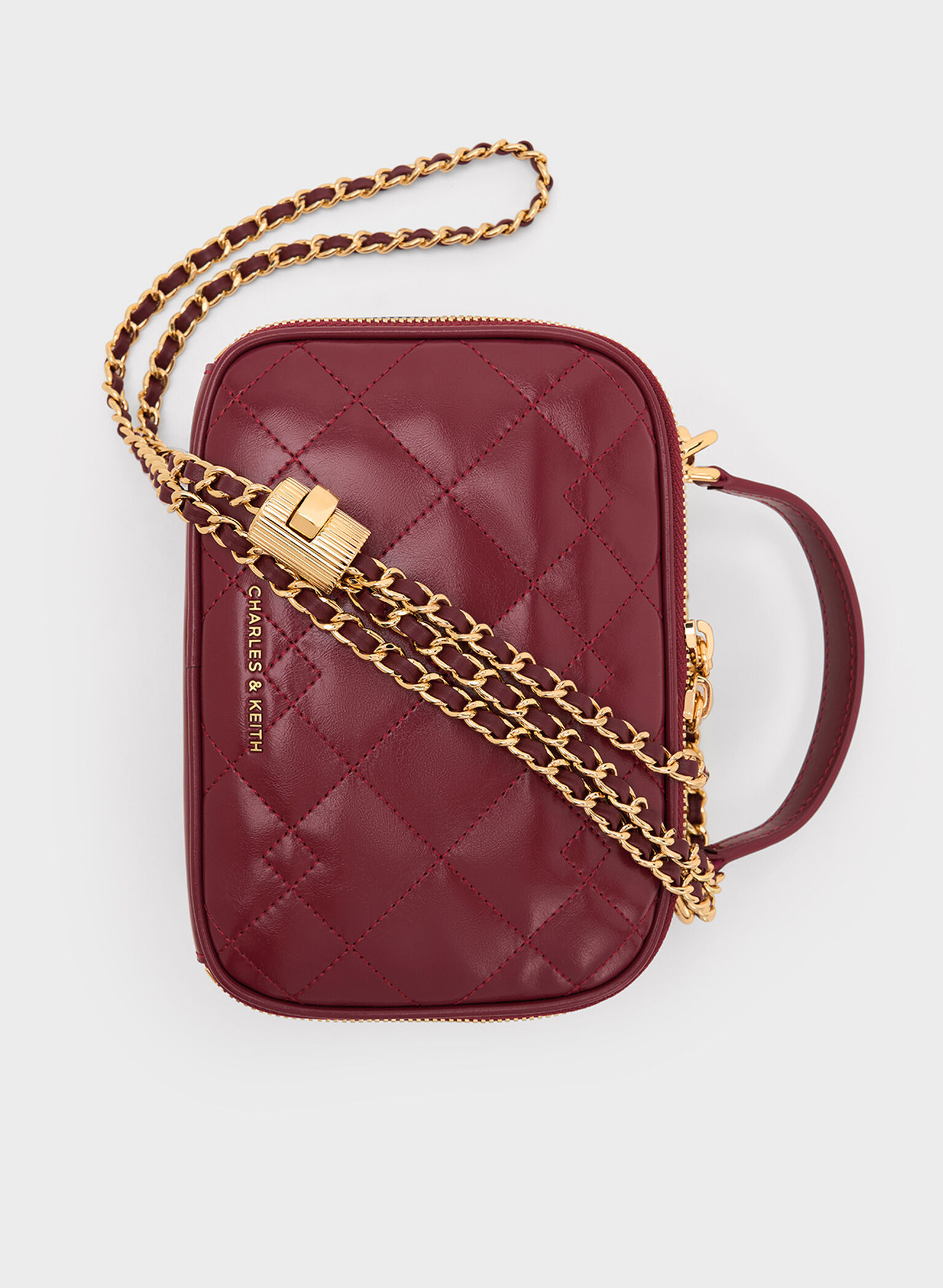 Duo Quilted Vanity Bag, Burgundy, hi-res