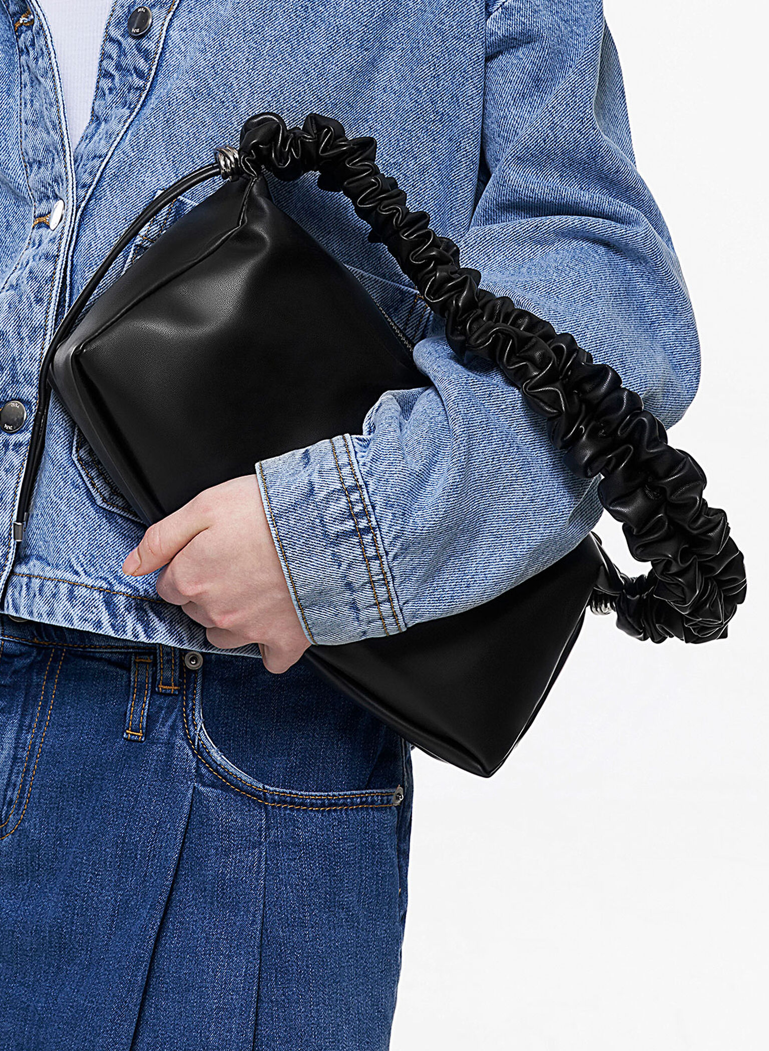 Cosette Ruched Handle Bag, Noir, hi-res