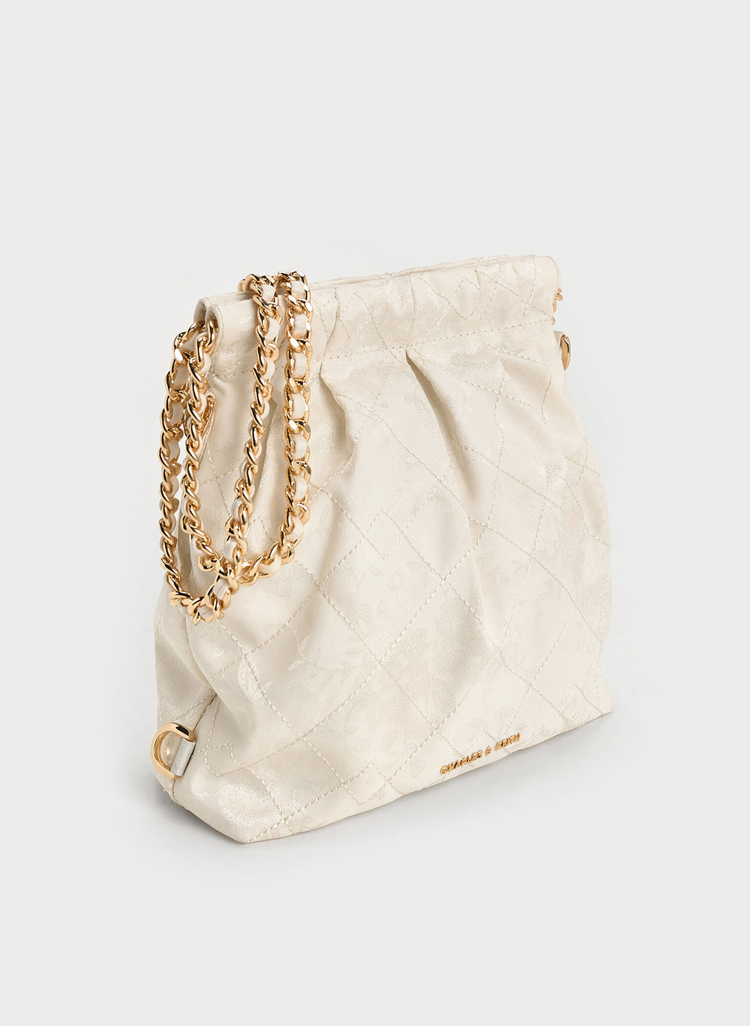 Duo Jacquard Chain-Handle Two-Way Backpack, Cream, hi-res