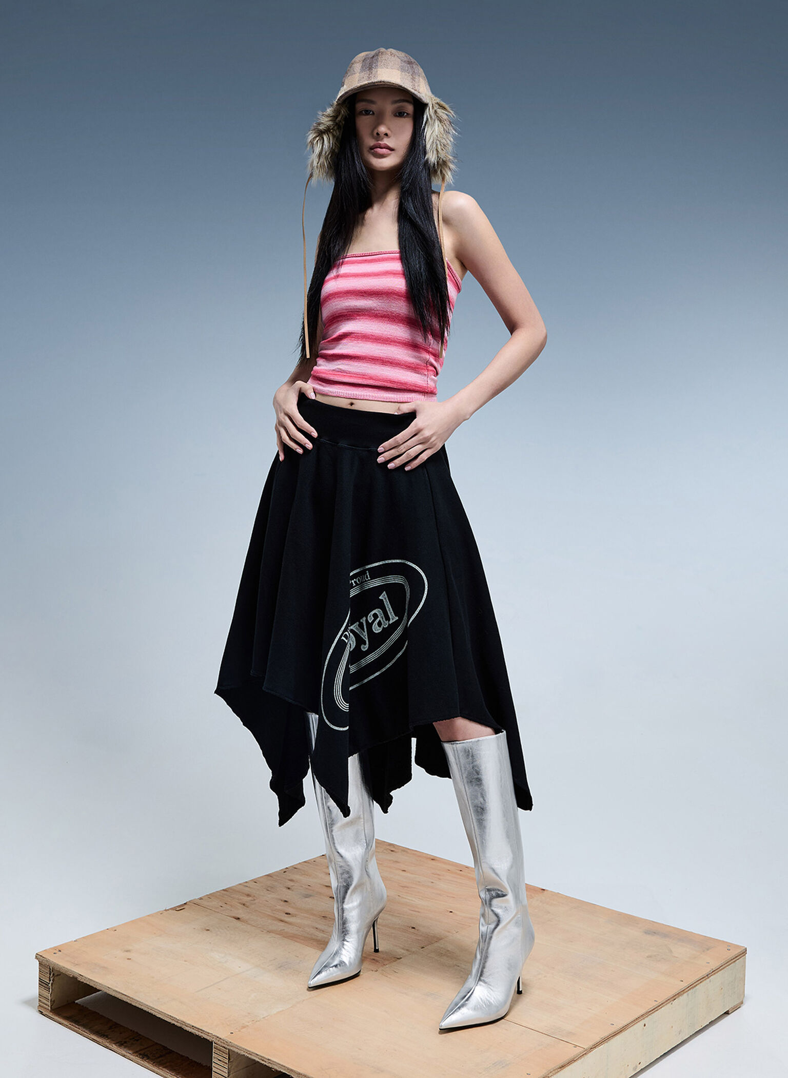 Metallic Pointed-Toe Stiletto-Heel Knee-High Boots, Silver, hi-res