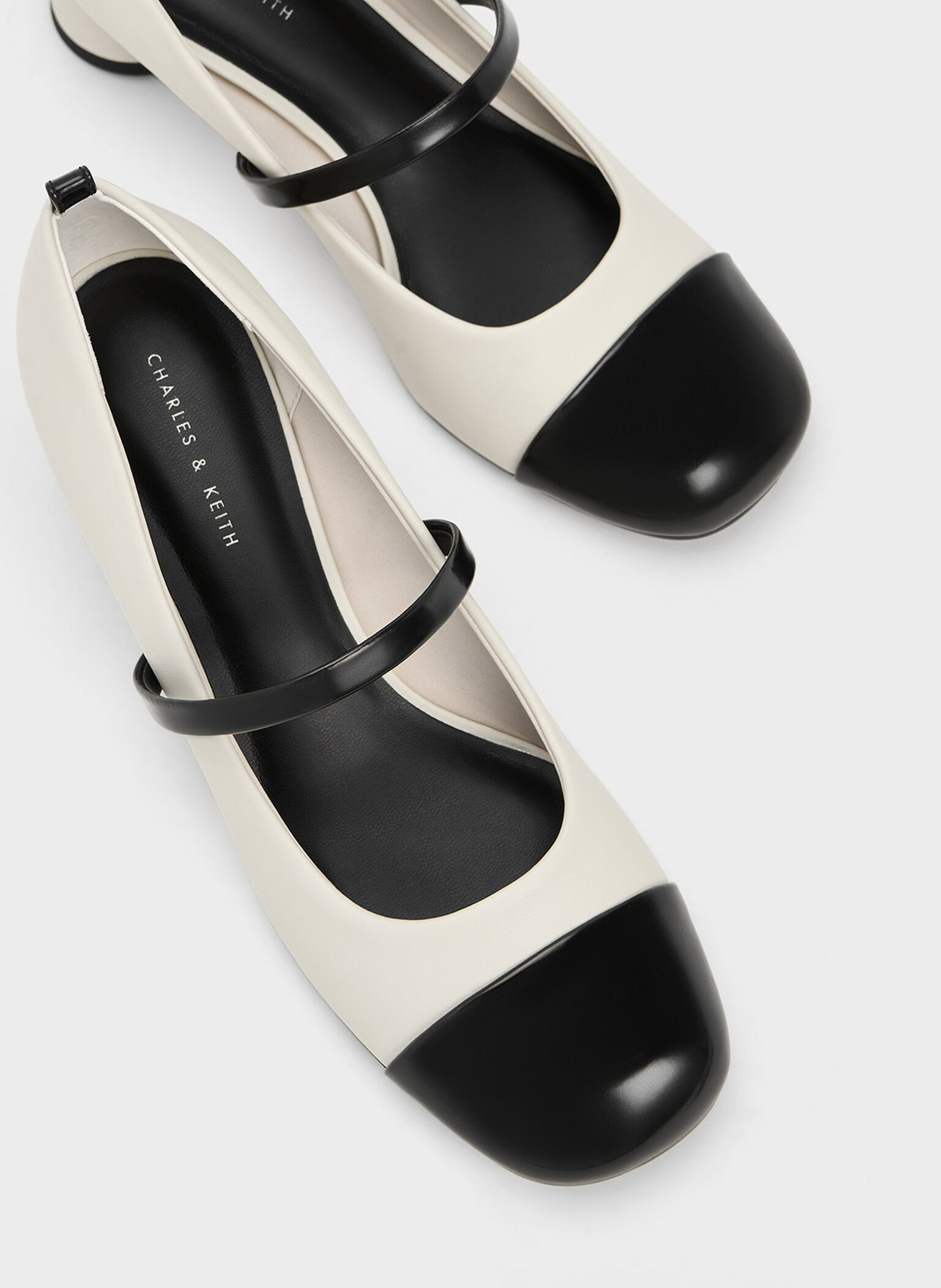 Delicate Chain-Link Mary Jane Pumps, Chalk, hi-res