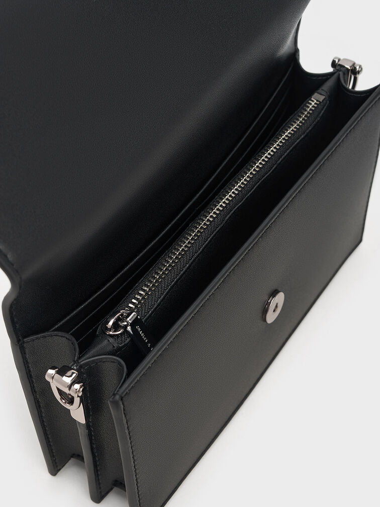 Kristine Sculptural-Handle Long Wallet, Noir, hi-res