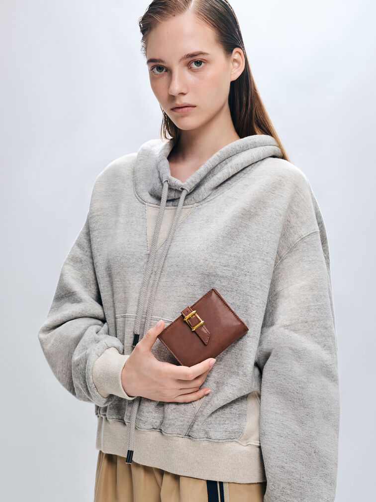 Bryna Belted Wallet, Dark Brown, hi-res