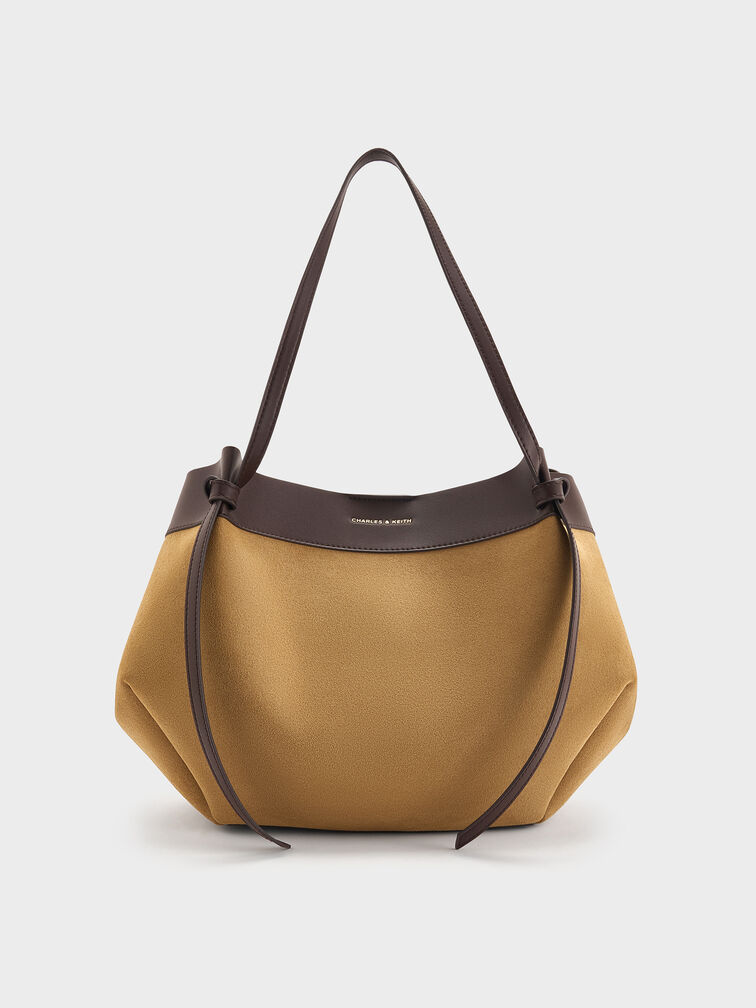 Large Calla Suede Tote Bag, Sahara Sand, hi-res