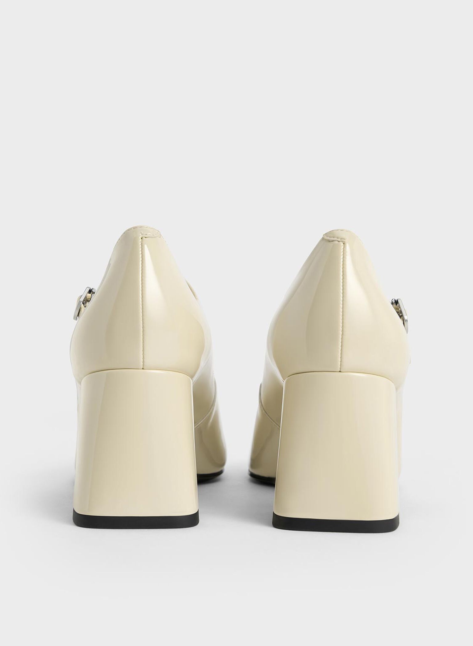 Patent Block-Heel Mary Jane Pumps, Chalk, hi-res