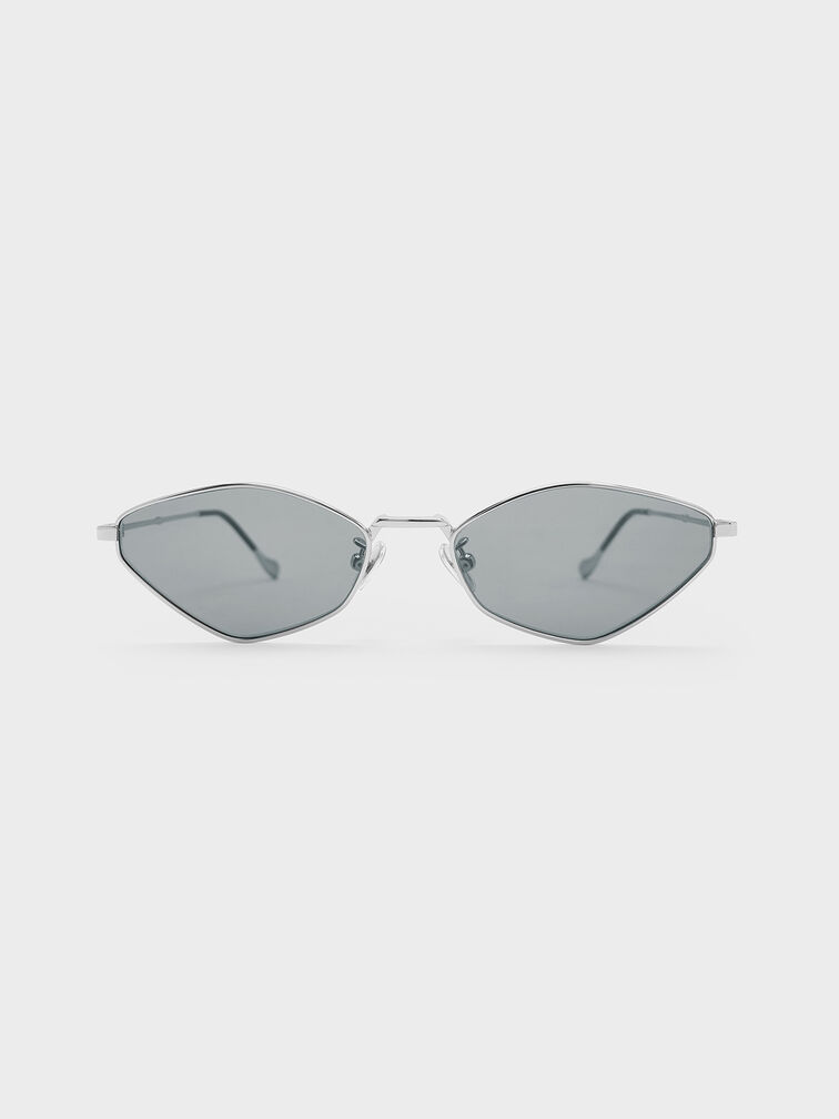 Jax Metal-Frame Geometric Sunglasses, Silver, hi-res
