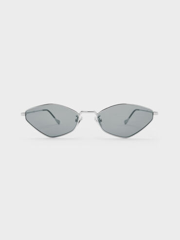Jax Metal-Frame Geometric Sunglasses, Silver, hi-res