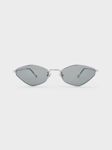 Jax Metal-Frame Geometric Sunglasses, Silver, hi-res