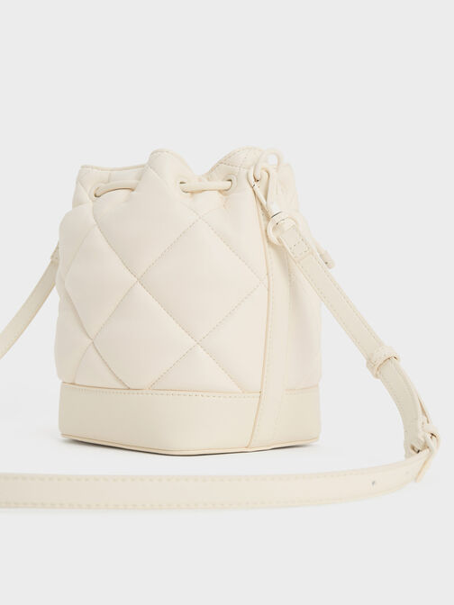 Lin Quilted Bucket Bag, Cream, hi-res