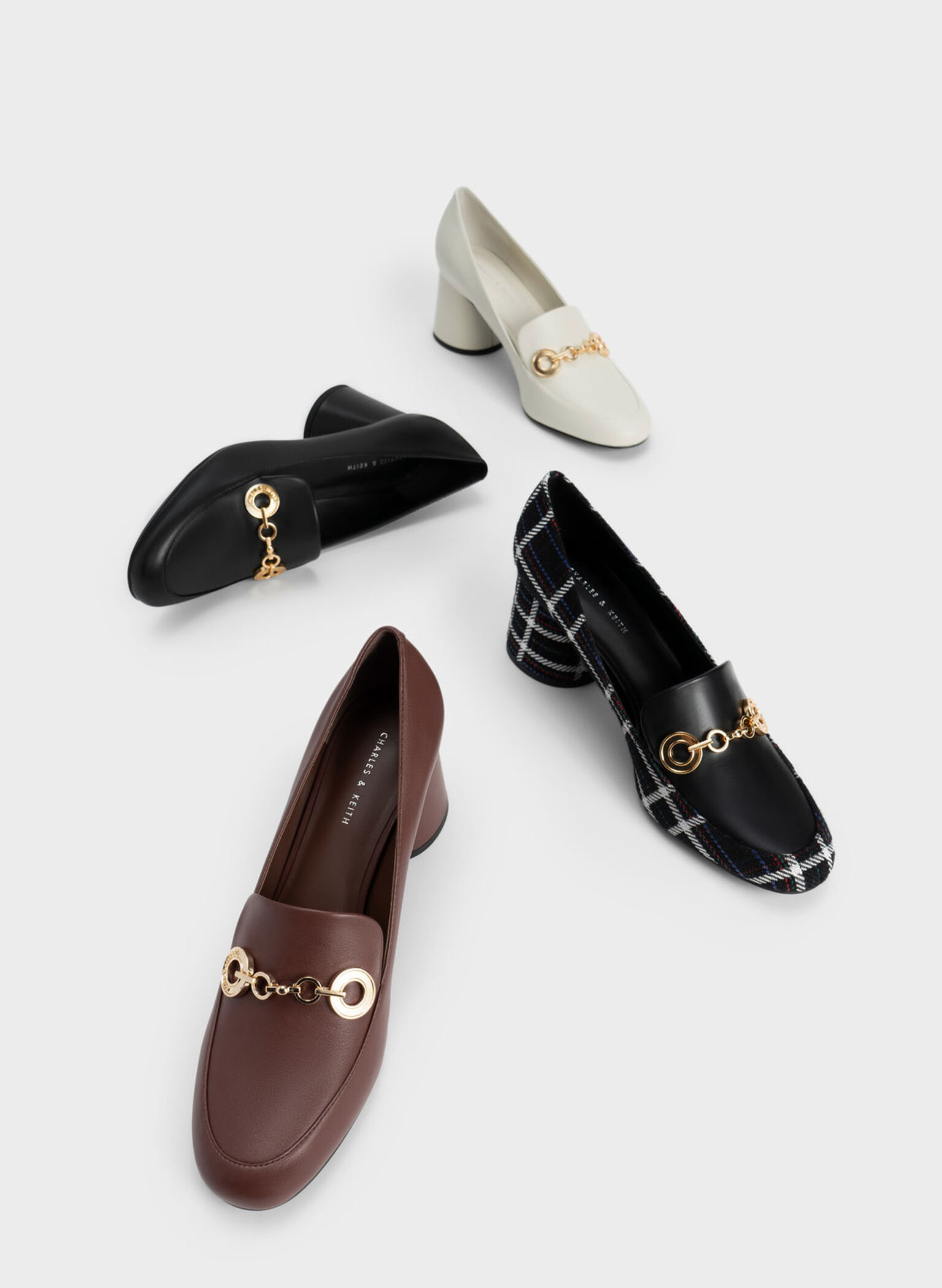Circle Chain-Link Woven Loafer Pumps, Multi, hi-res