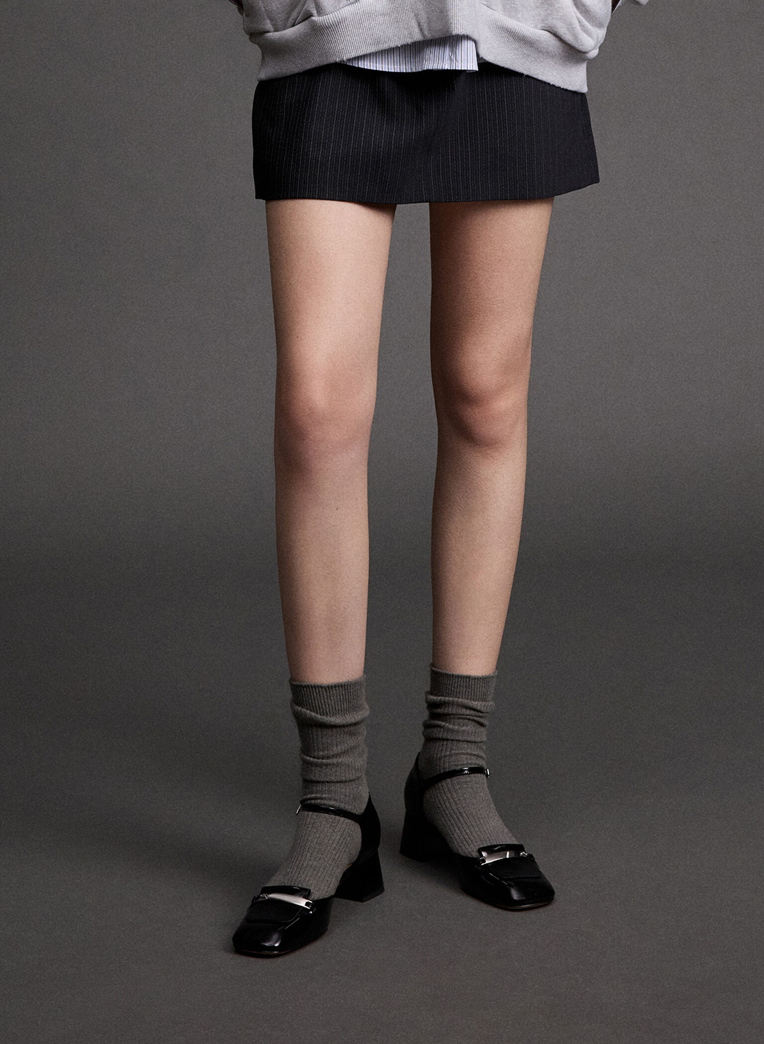 Leather Square-Toe D'Orsay Ankle-Strap Pumps, Black Box, hi-res