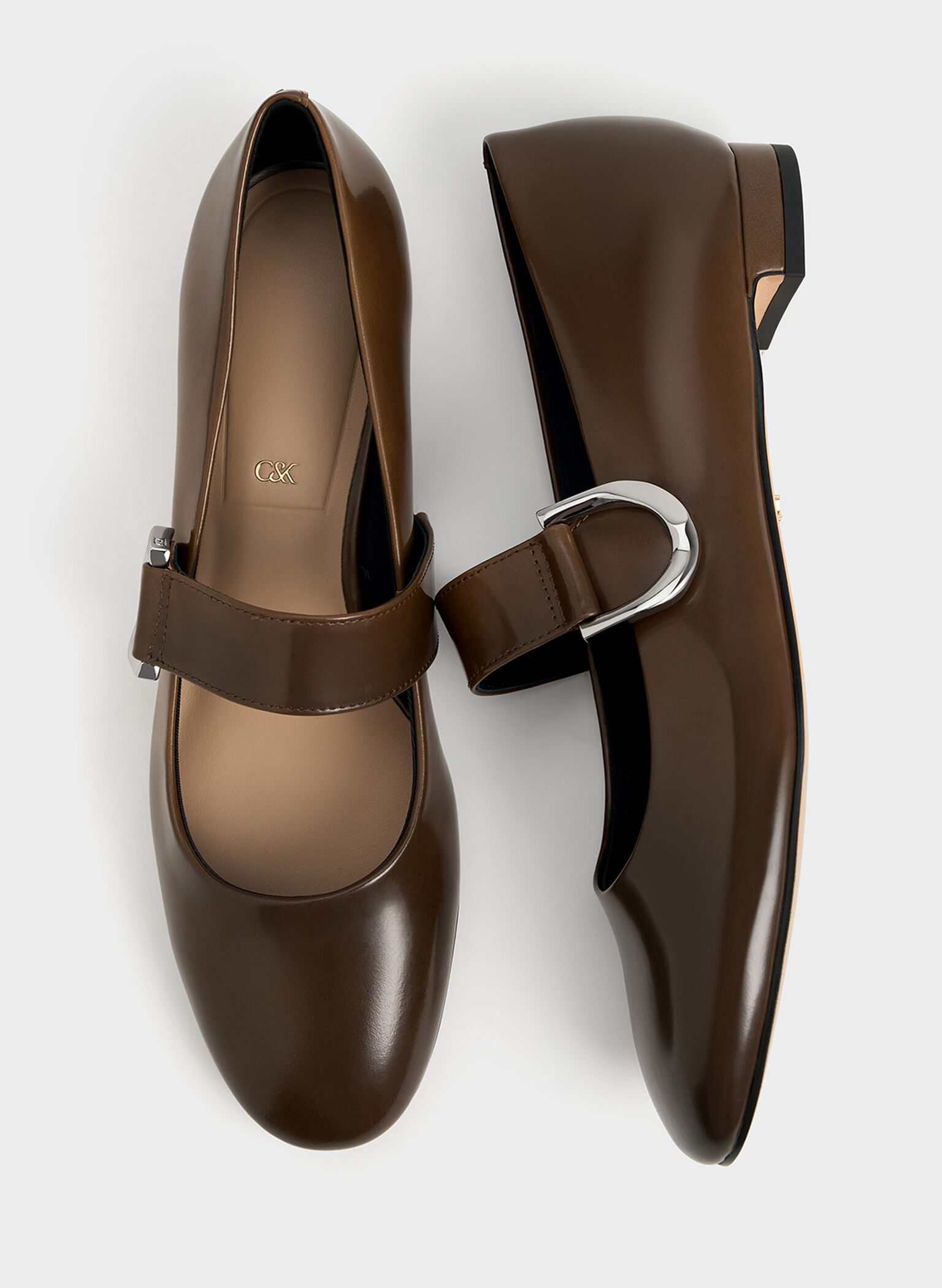 Gabine Leather Mary Janes, Brown, hi-res