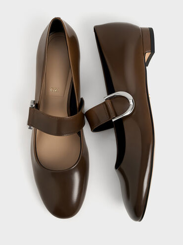 Gabine Leather Mary Janes, Brown, hi-res