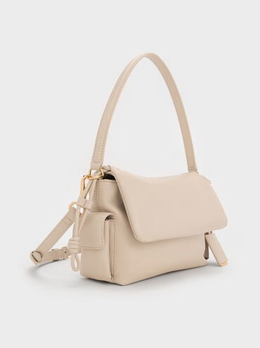 Khai Ruched-Flap Side-Pocket Top Handle Bag, Oat, hi-res
