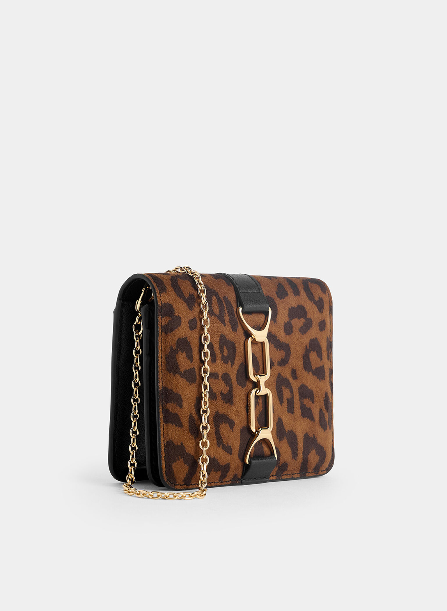 Agatha Leopard-Print Chain-Accent Card Holder, Multi, hi-res