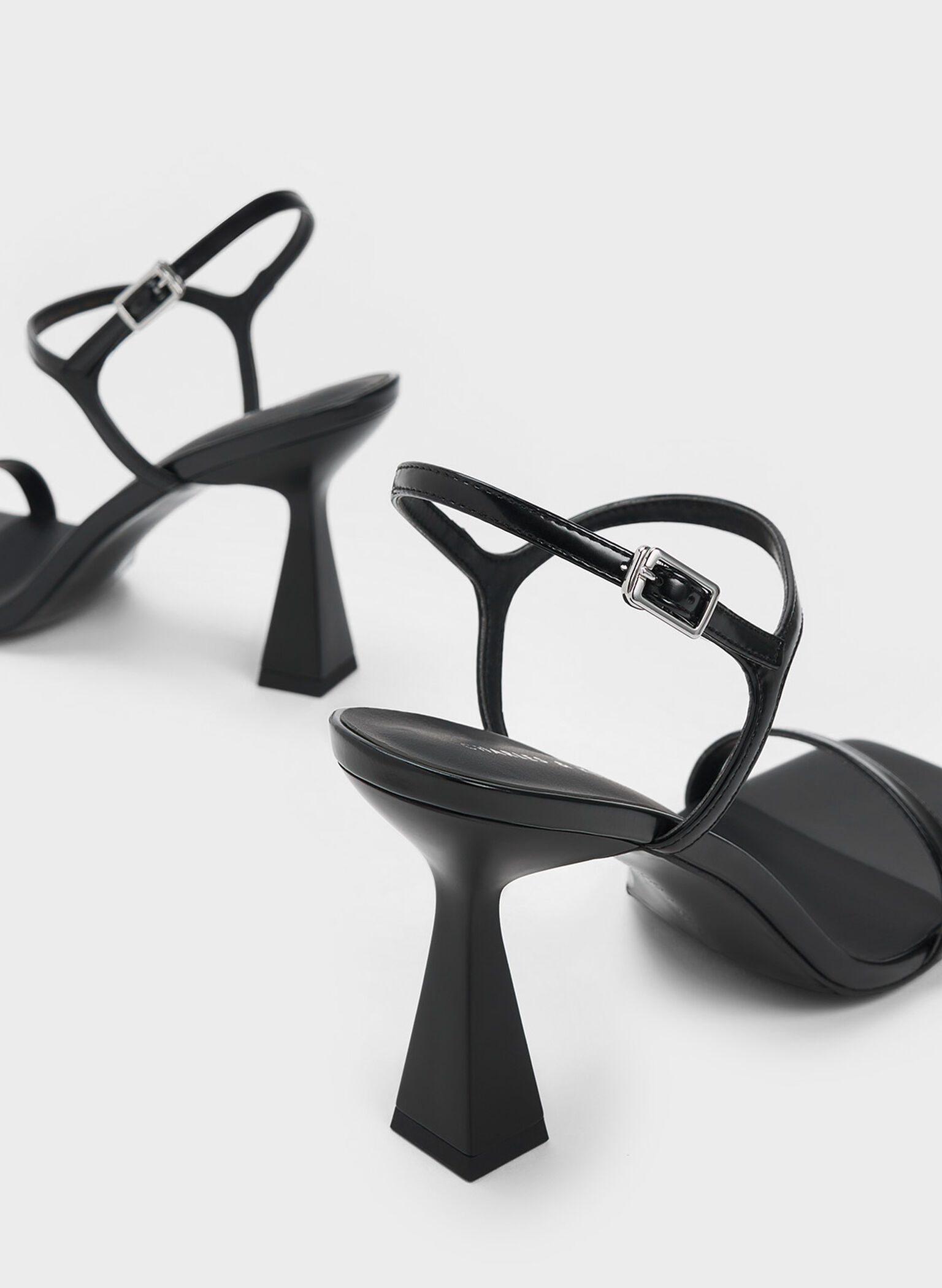 Square Toe Trapeze Heel Sandals, Black Box, hi-res