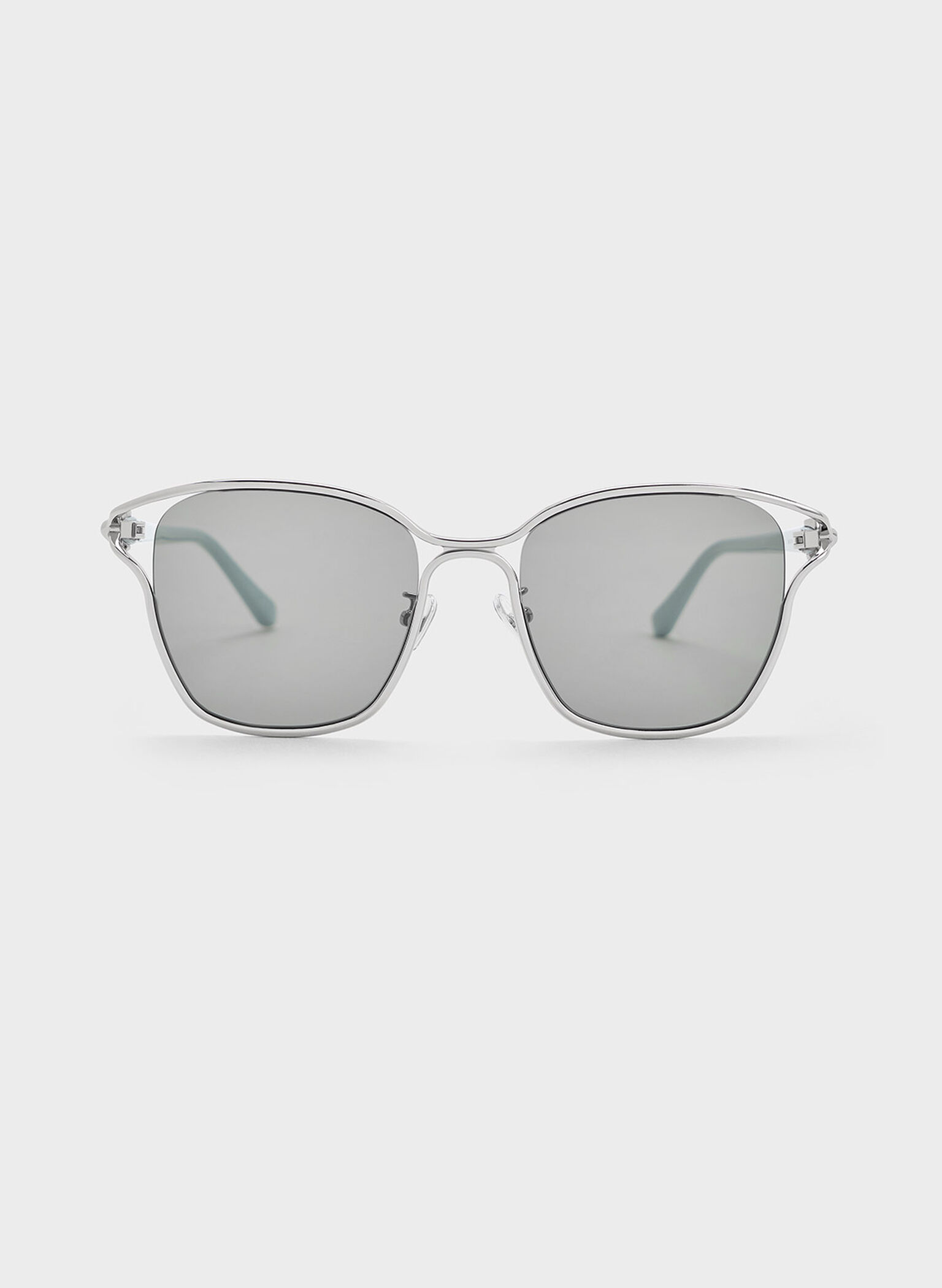 Recycled Acetate Sculptural-Knot Butterfly Sunglasses, Silver, hi-res