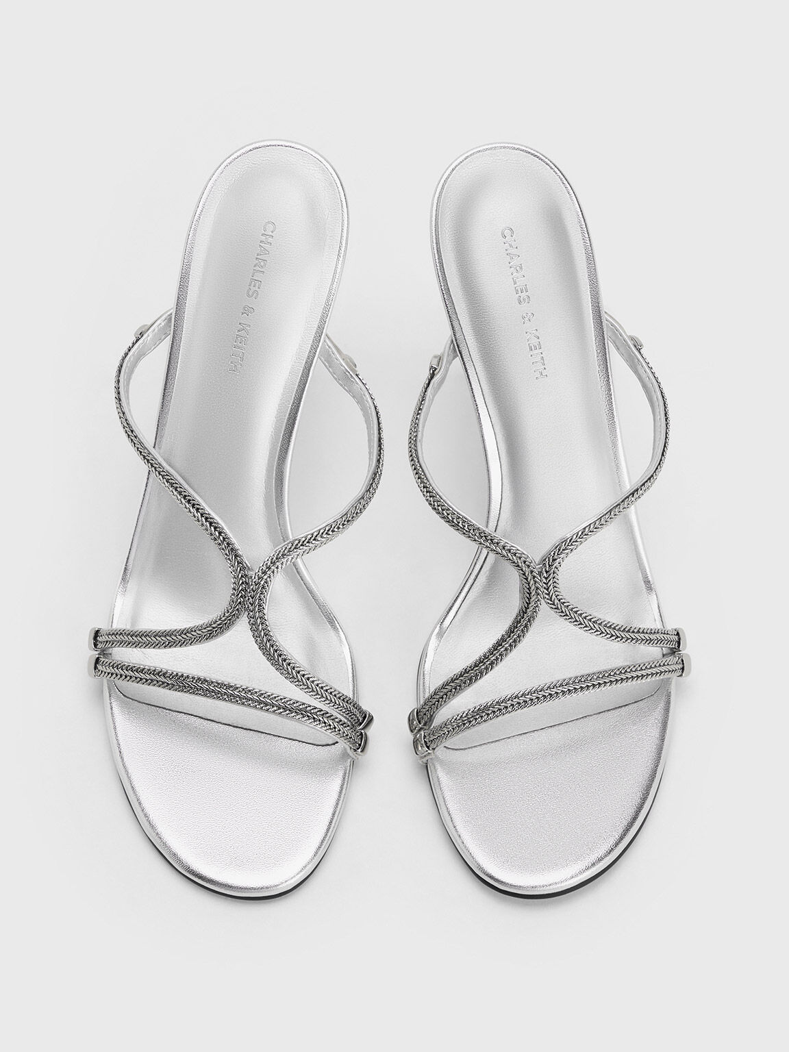 Silver sale mules flat