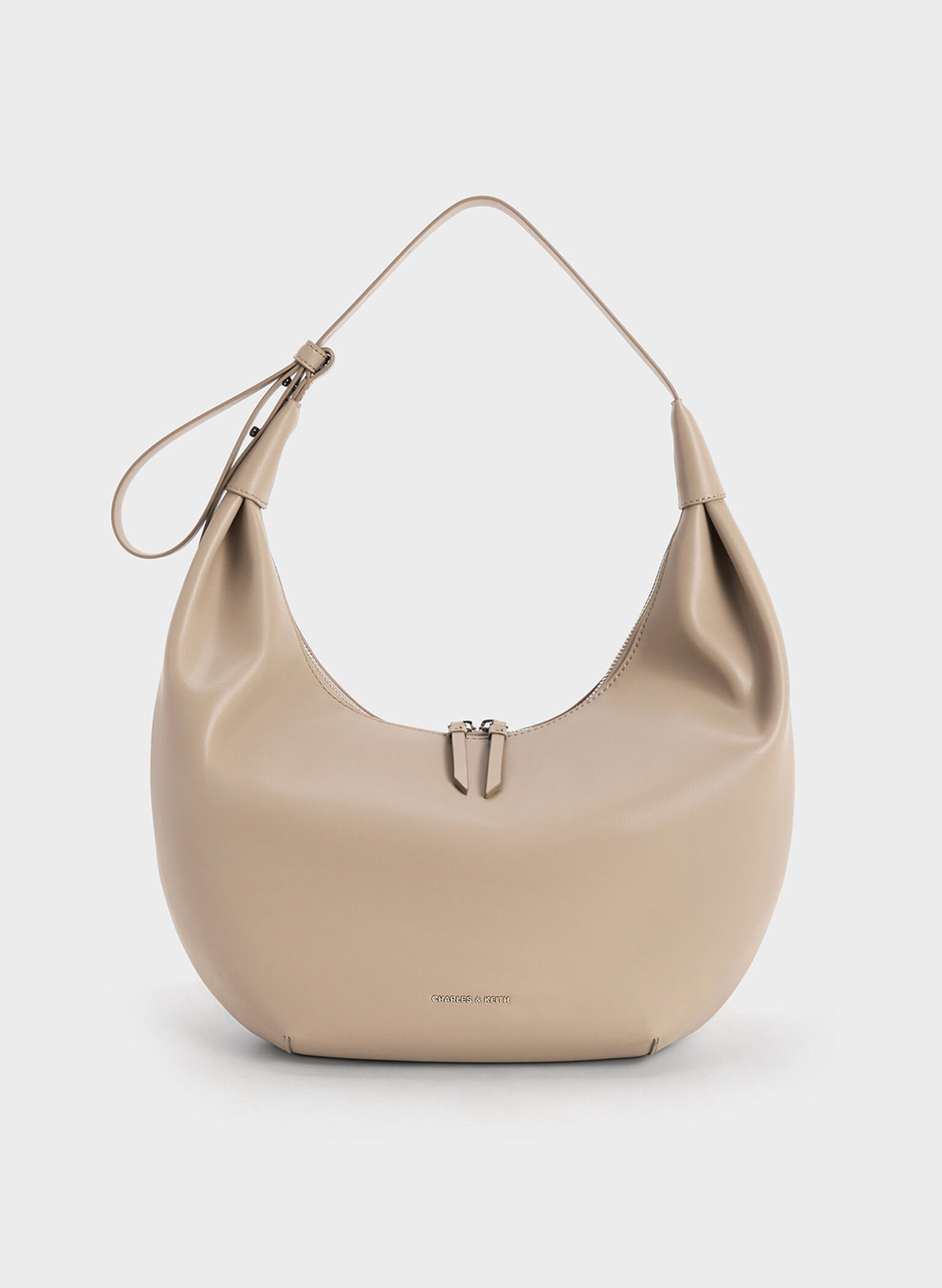 Odella Curved Hobo Bag, Taupe, hi-res