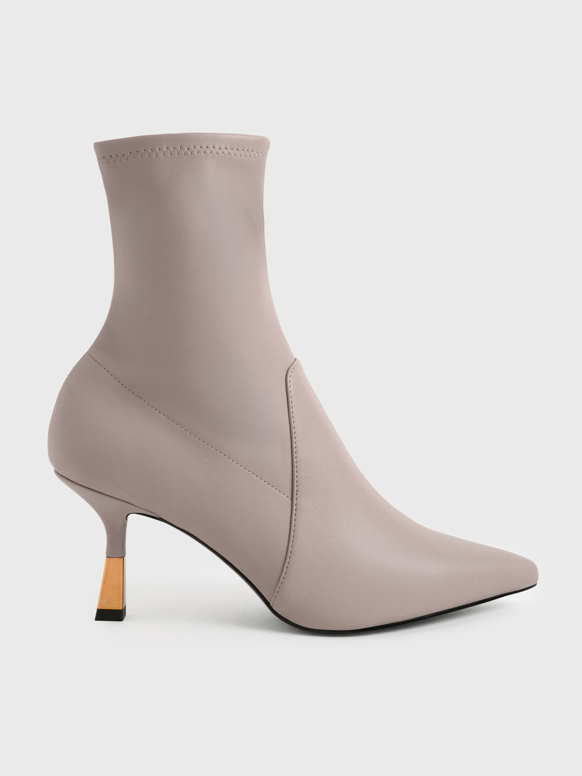 Taupe Kitten Heel Ankle Boots - CHARLES & KEITH UK