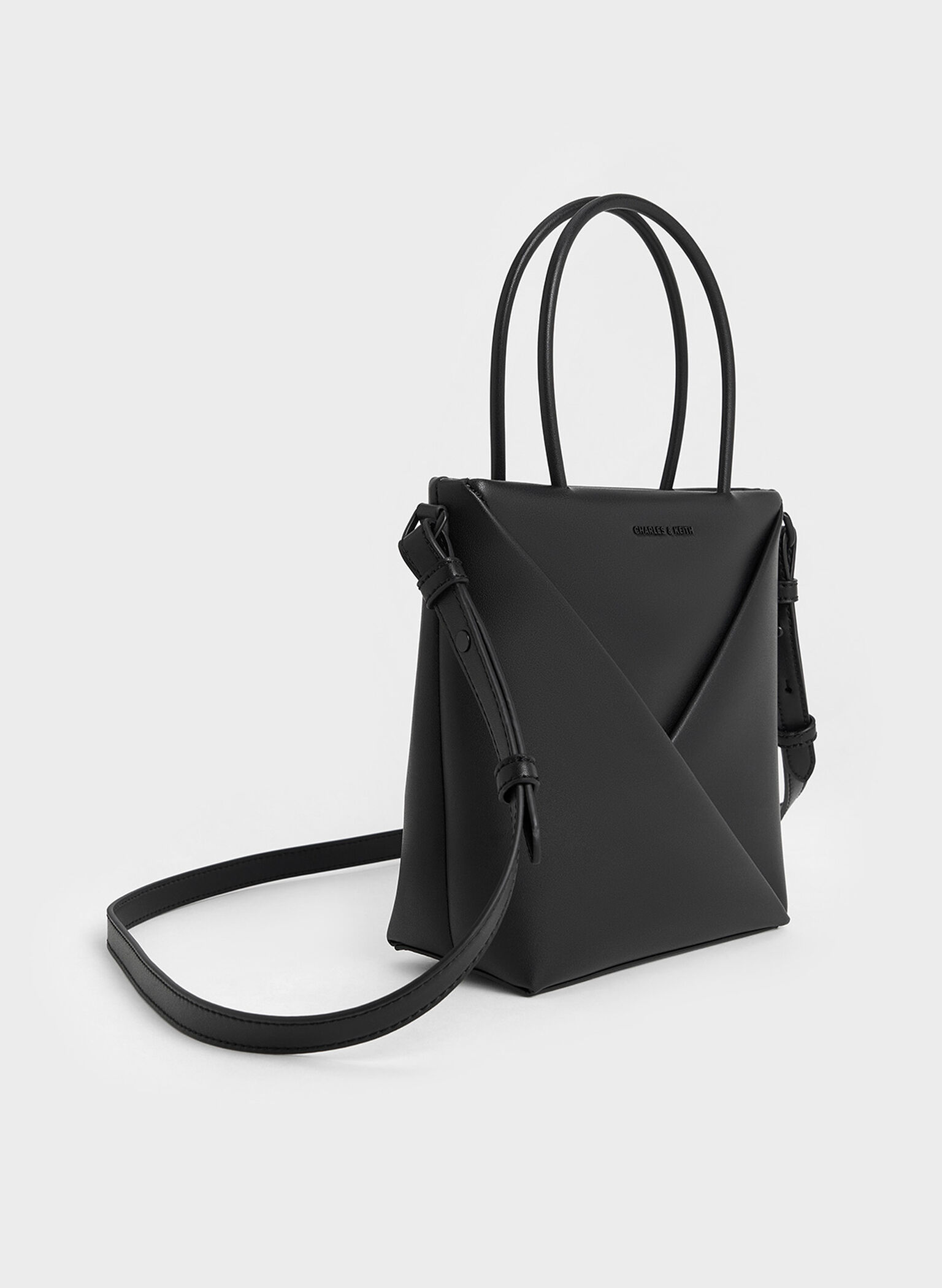 Midori Geometric Elongated Tote Bag, Jet Black, hi-res