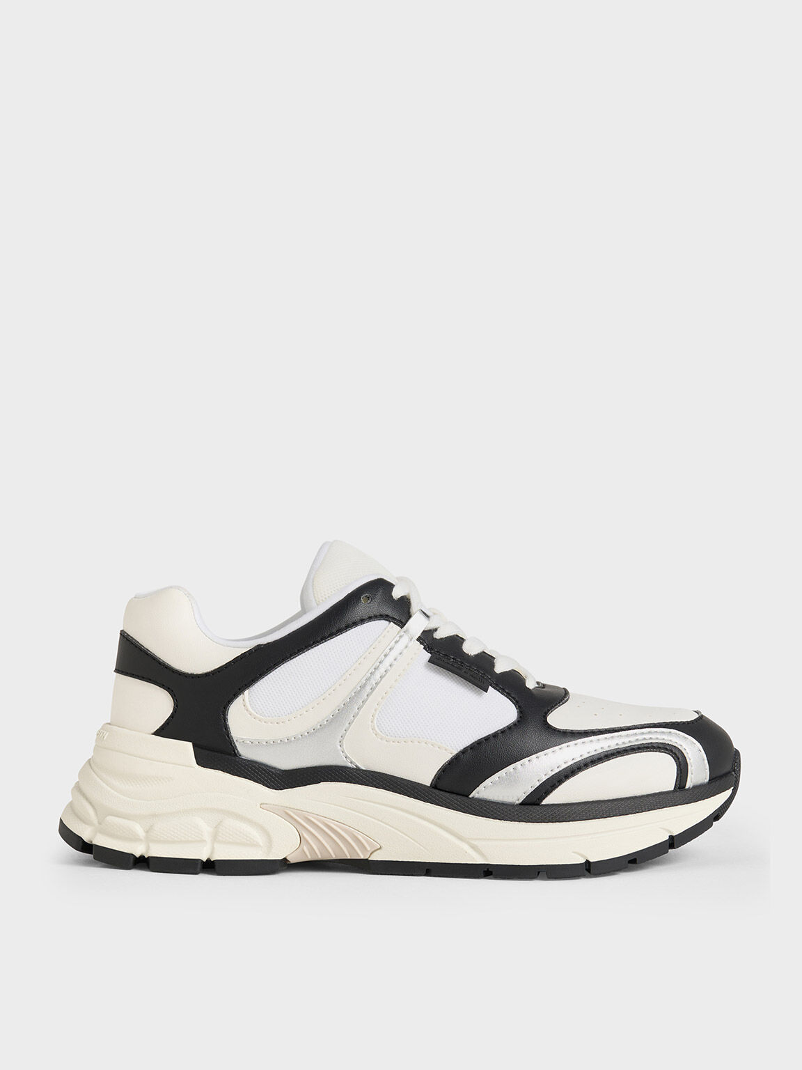 Mesh Lace Up Chunky Sneakers Black