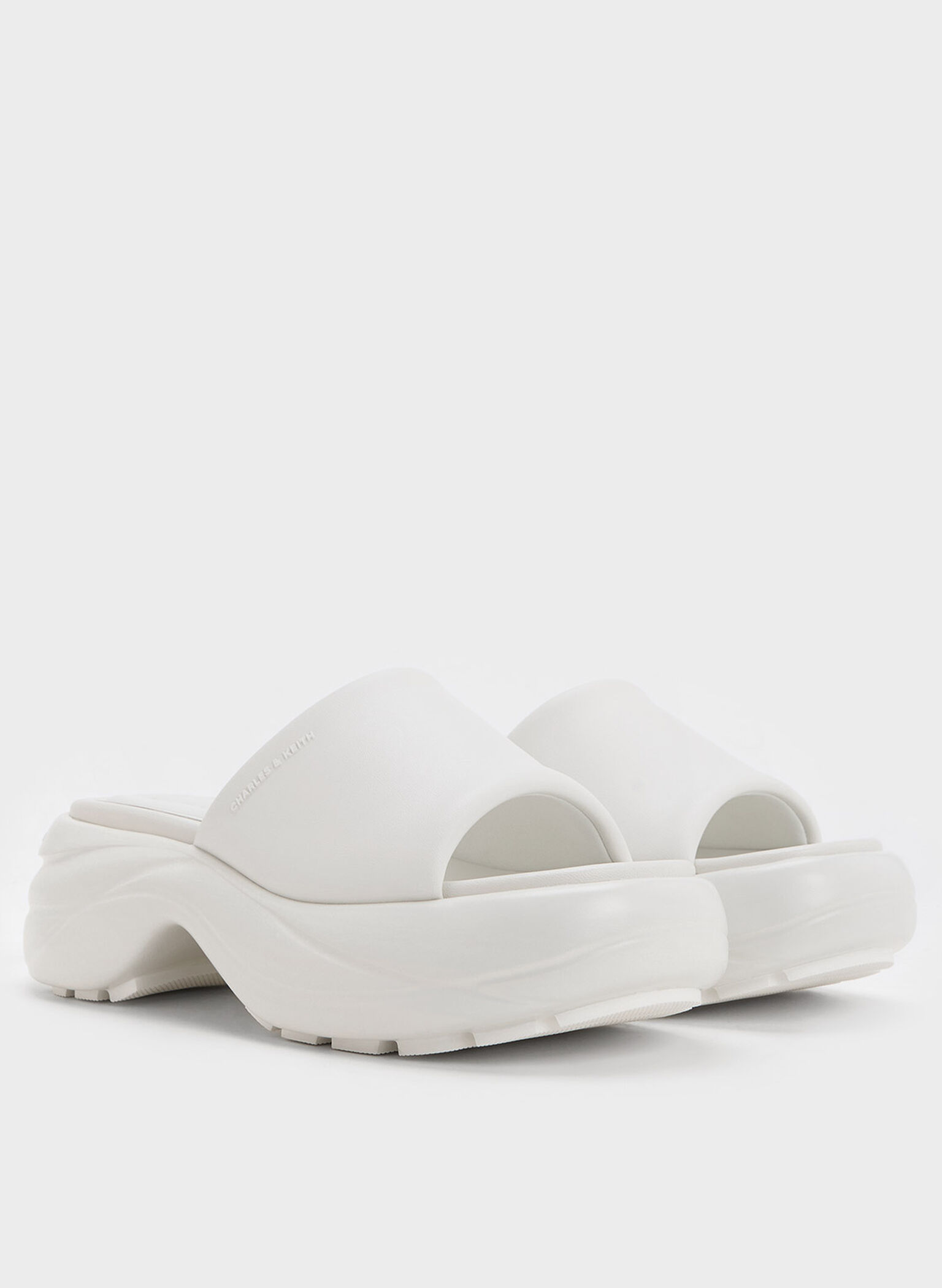 Wide-Strap Curved Platform Sports Sandals, White, hi-res