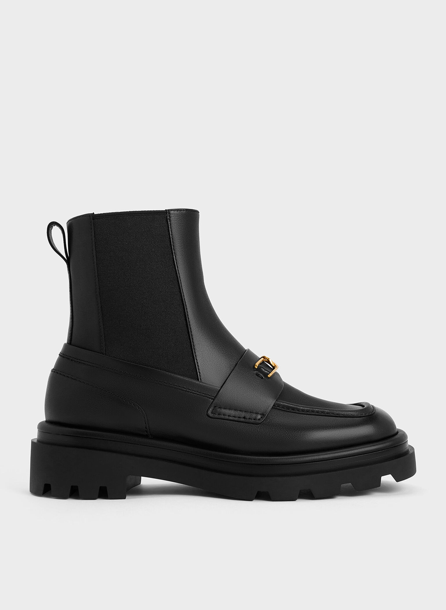 Gabine Leather Loafer Chelsea Boots, Black, hi-res