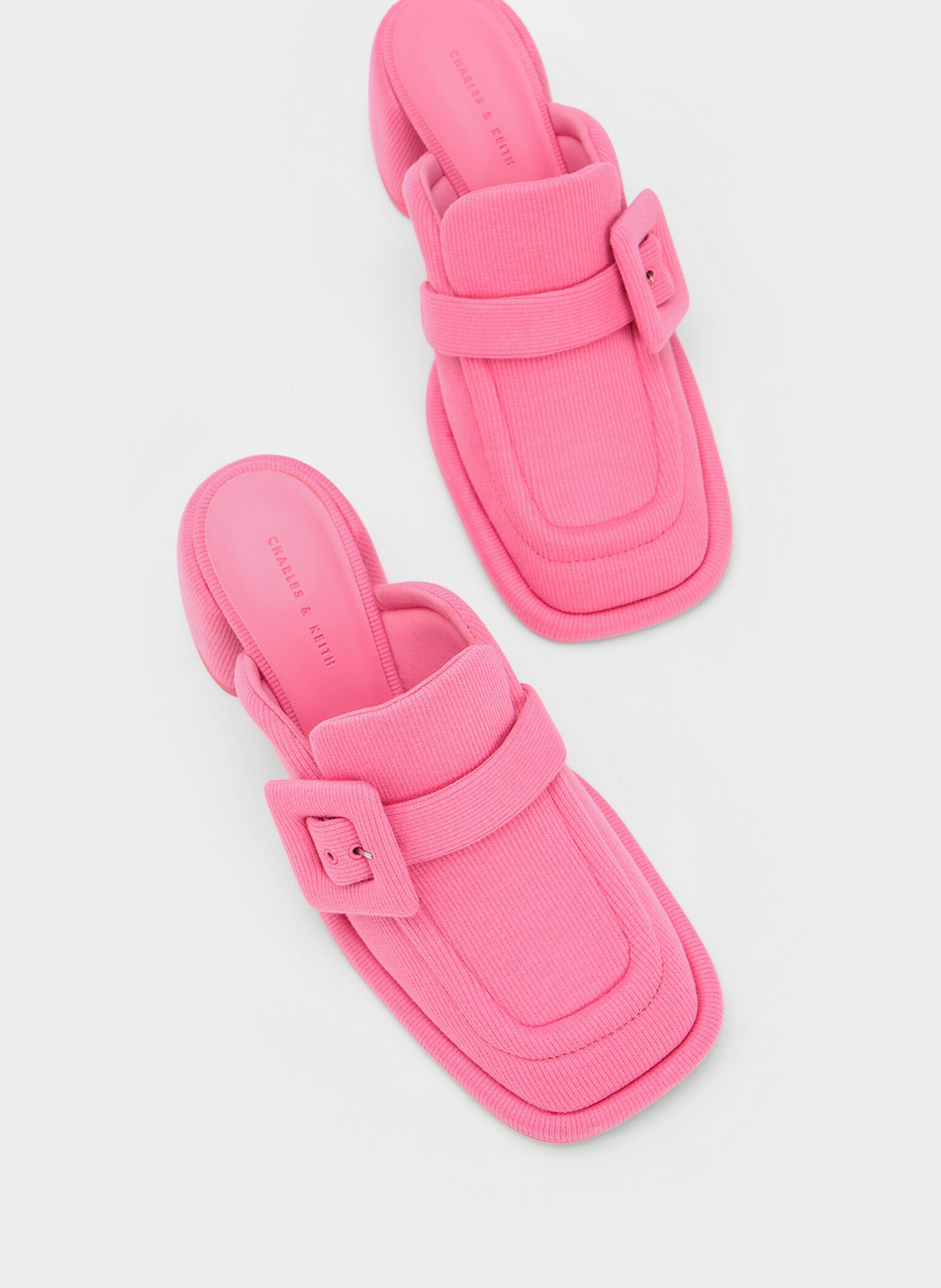 Sinead Woven Buckled Loafer Mules, Pink, hi-res