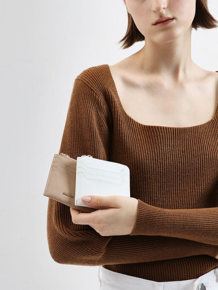 Elodie Multi-Slot Zip Card Holder, Beige, hi-res