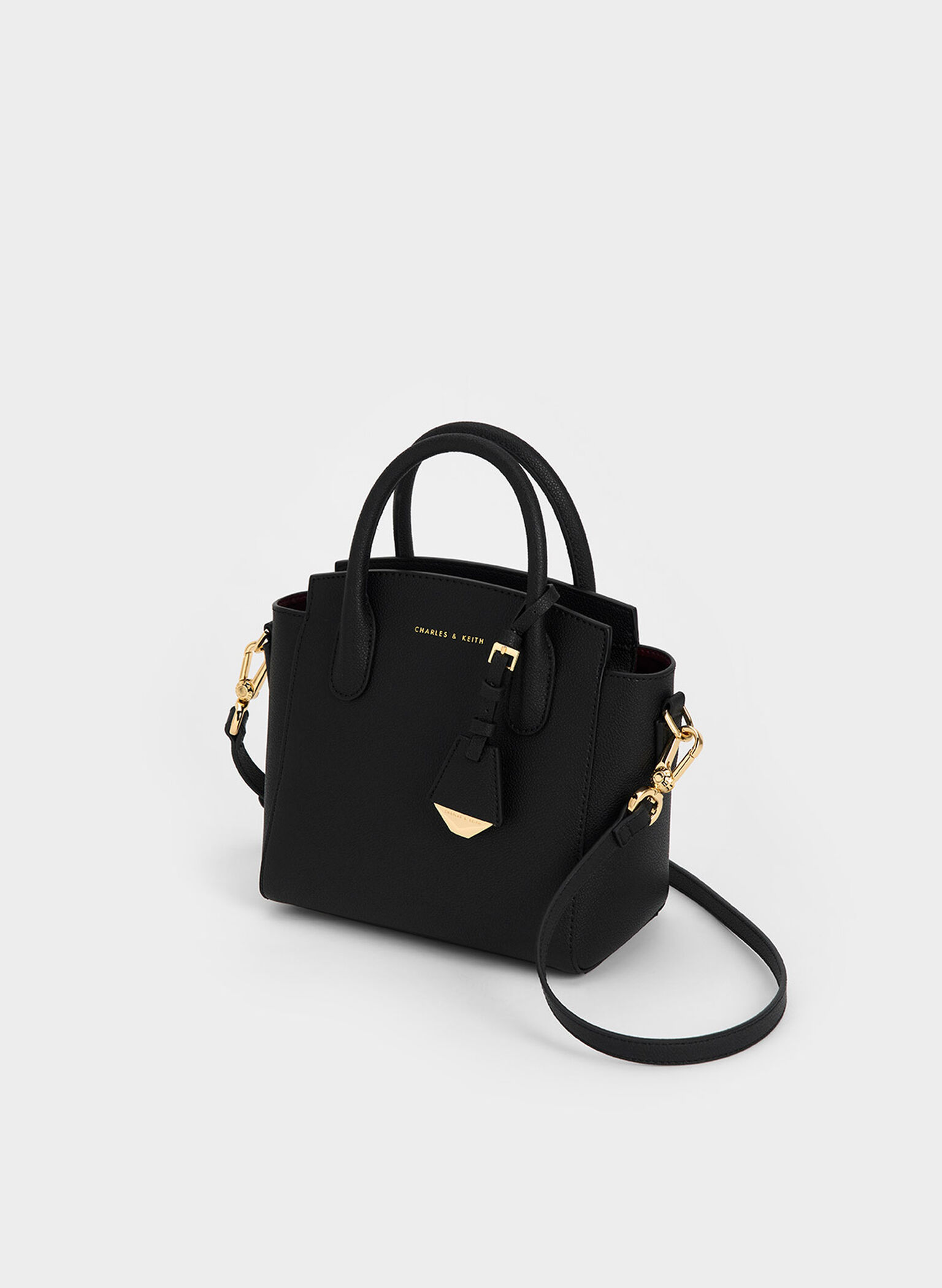 Harper Structured Top Handle Bag, Black, hi-res