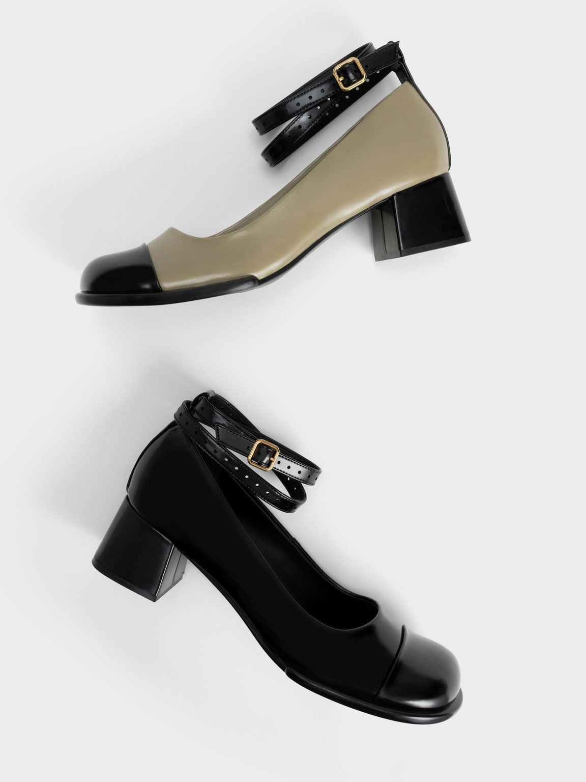 Round toe ankle strap pumps online