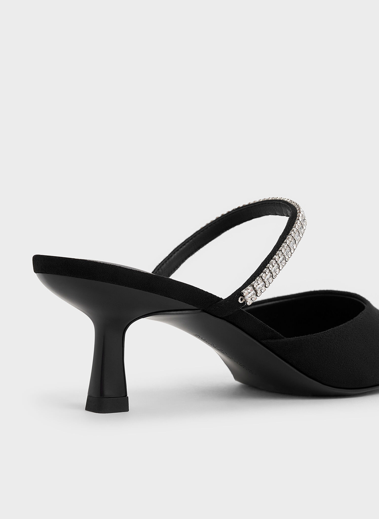 Ambrosia Textured Gem-Embellished Pointed-Toe Mules, Black Textured, hi-res