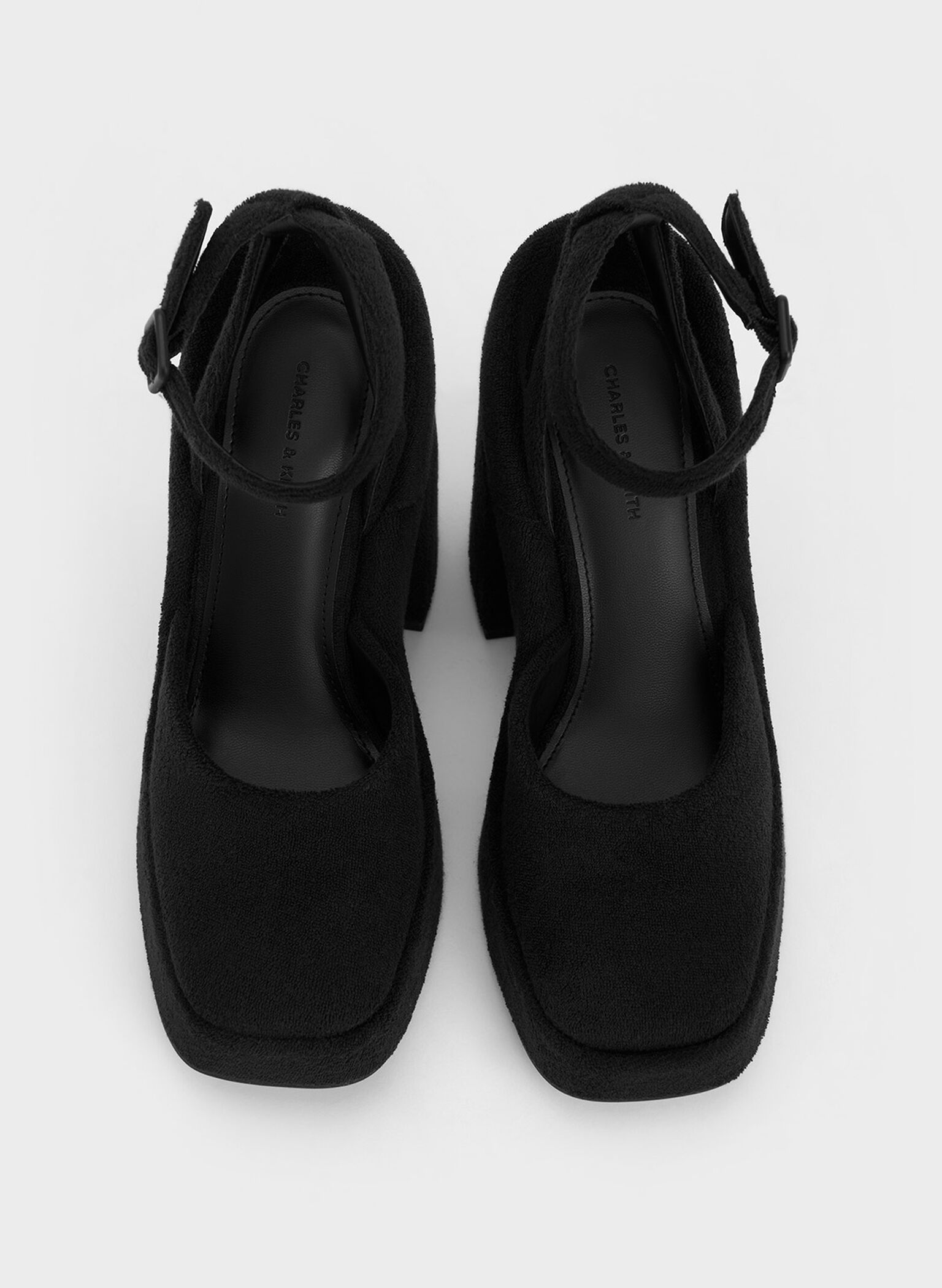 Loey Ankle-Strap Platform Pumps, Black Textured, hi-res