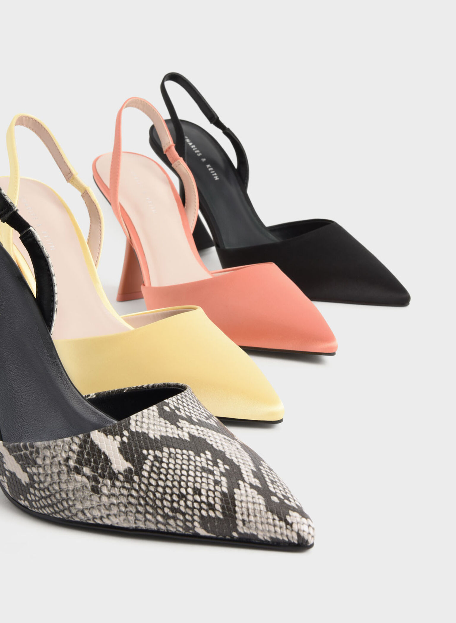 Recycled Polyester Slingback Pumps, Peach, hi-res
