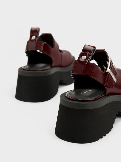 Chunky Chain Cut-Out Mary Janes, Maroon, hi-res