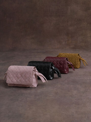 Ivette Woven Crossbody Bag, Wineberry Red, hi-res